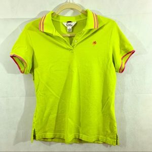Lilly Pulitzer Golf Polo Shirt Size M Lime Green with Pink Trim